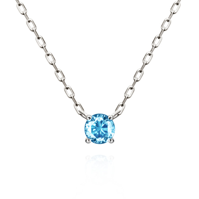 버드케이지II 목걸이 14k 화이트골드 blue topaz 0.1ct