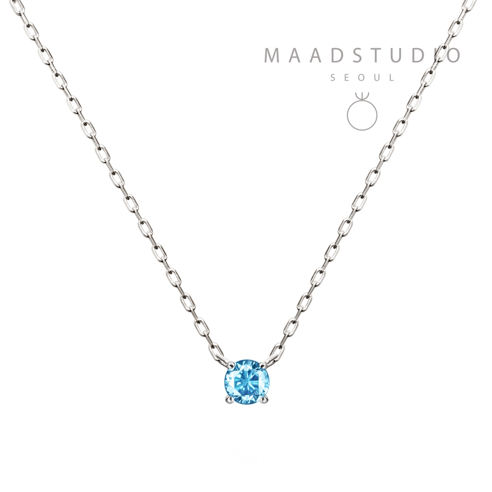 버드케이지II 목걸이 14k 화이트골드 blue topaz 0.1ct