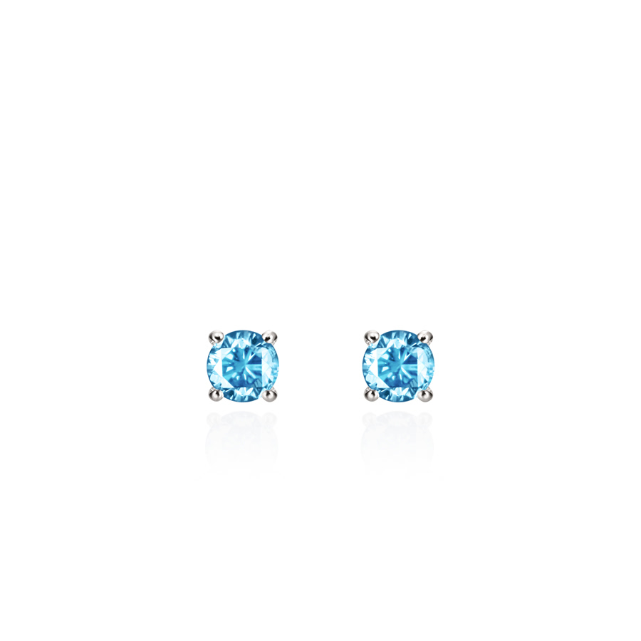 Birdcage II earring 14k White gold blue topaz 0.1ct