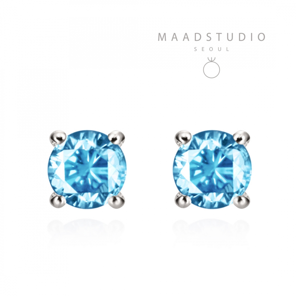 Birdcage II earring 14k White gold blue topaz 0.1ct