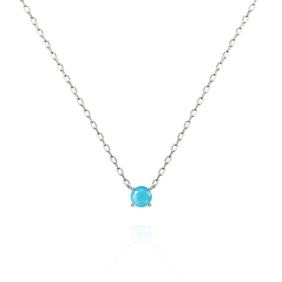 버드케이지II 목걸이 14k 화이트골드 turquoise 0.1ct