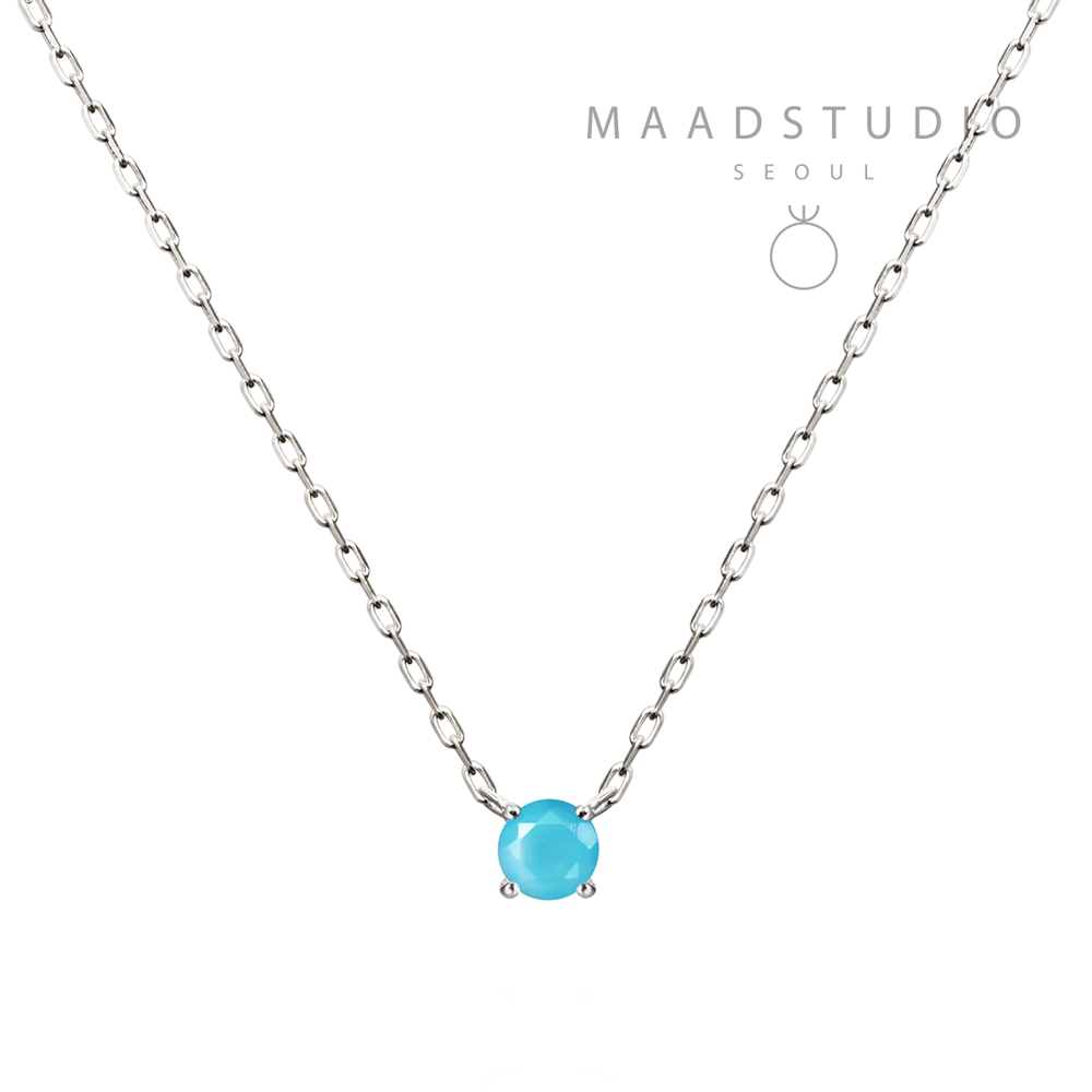 버드케이지II 목걸이 14k 화이트골드 turquoise 0.1ct