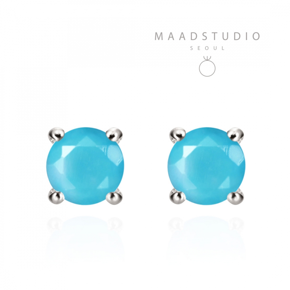 Birdcage II earring 14k White gold turquoise 0.1ct