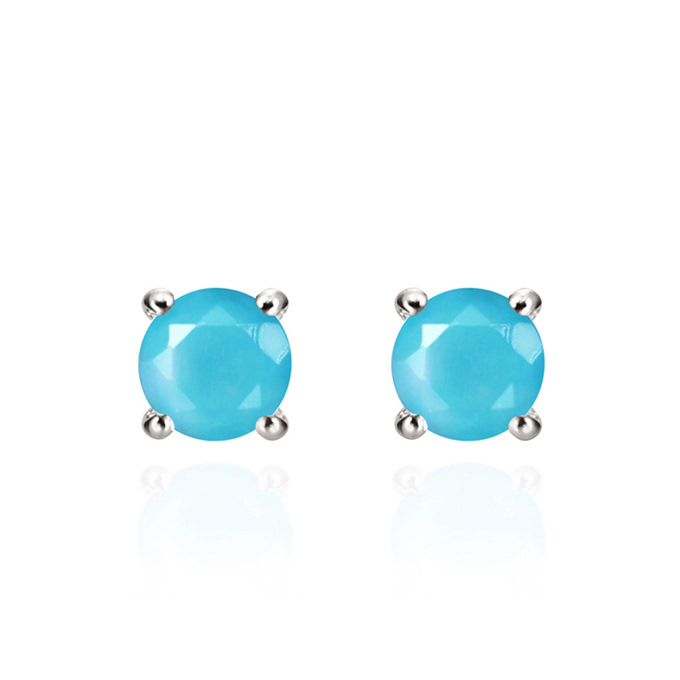 버드케이지II 귀걸이 14k 화이트골드 turquoise 0.1ct