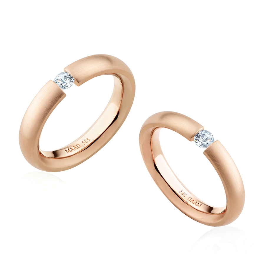 잉글리쉬헤로스 텐션밴드 커플링 (4mm+3.5mm) 14k 레드골드 0.1ct hairline