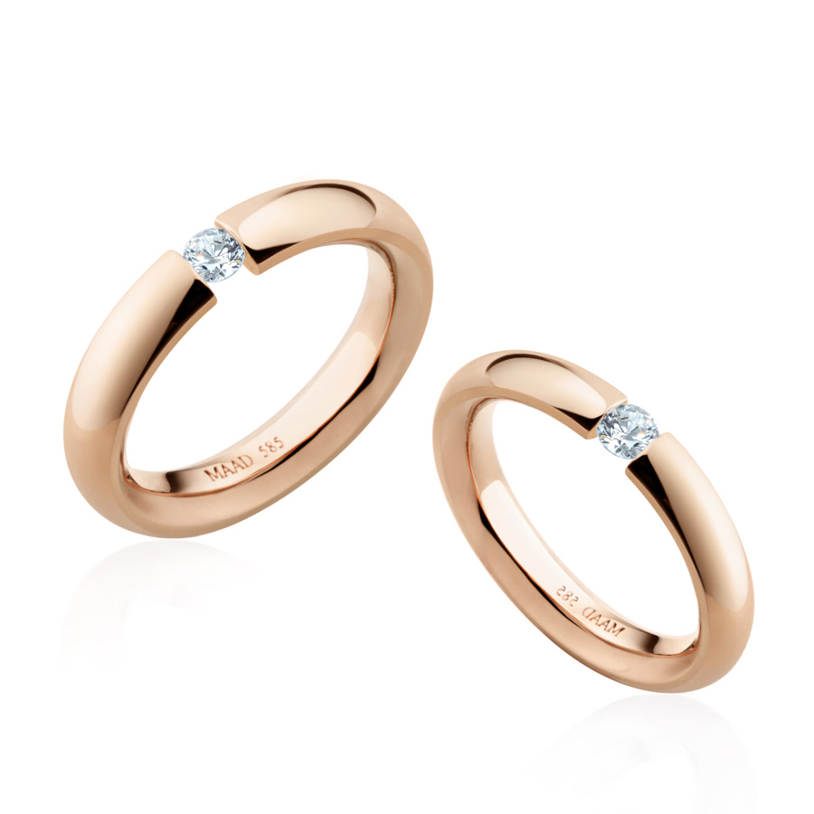잉글리쉬헤로스 텐션밴드 커플링 (4mm+3.5mm) 14k 레드골드 0.1ct