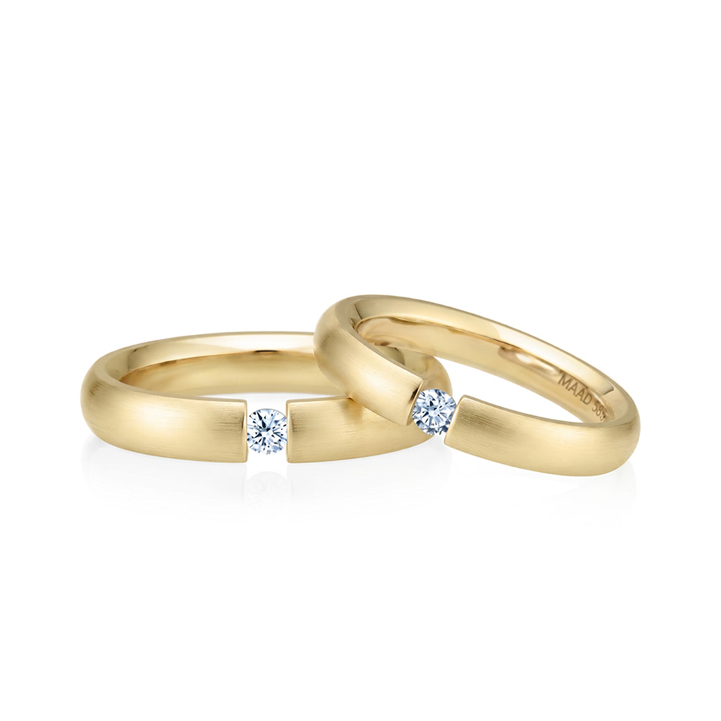 잉글리쉬헤로스 텐션밴드 커플링 (4mm+3.5mm) 14k 0.1ct hairline