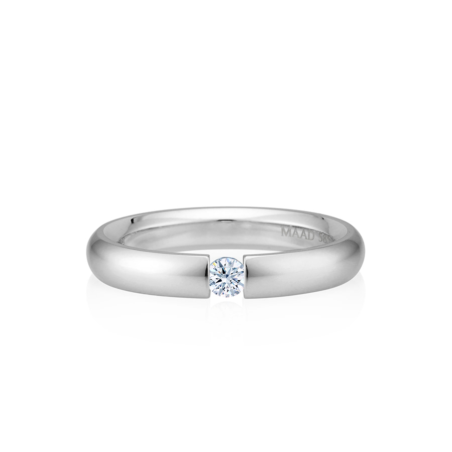 잉글리쉬헤로스 텐션밴드링 (3.5mm) 14k 화이트골드 0.1ct