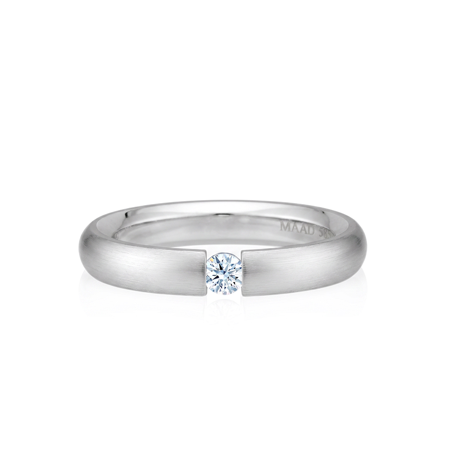 잉글리쉬헤로스 텐션밴드링 (3.5mm) 14k 화이트골드 0.1ct hairline