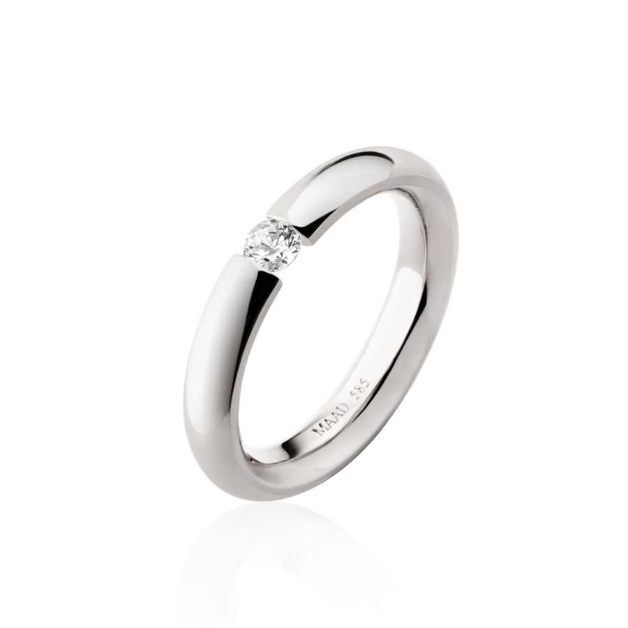 잉글리쉬헤로스 텐션밴드링 (3.5mm) 14k 화이트골드 0.1ct