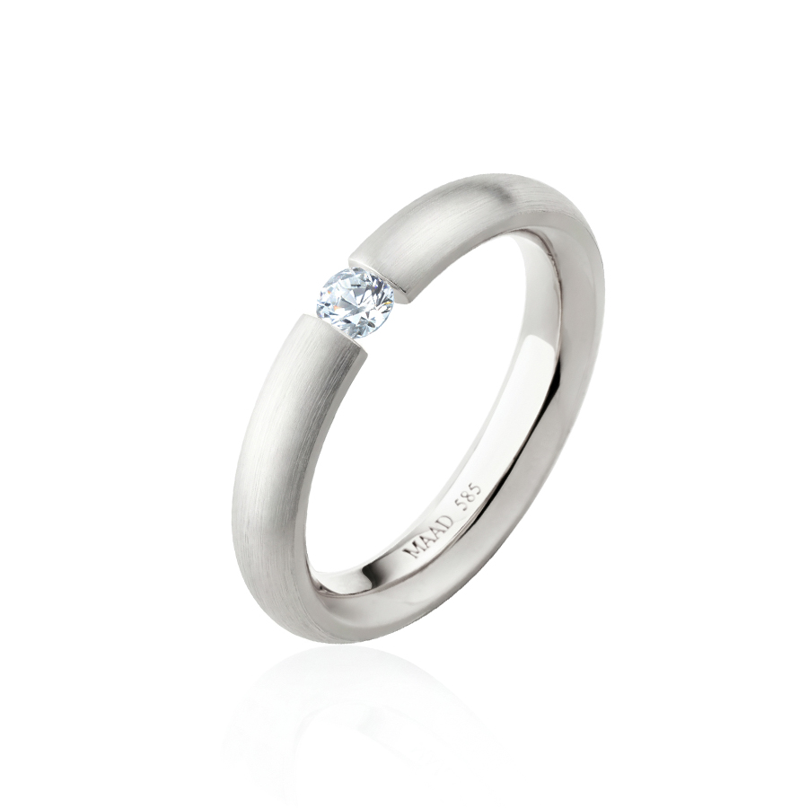 잉글리쉬헤로스 텐션밴드링 (3.5mm) 14k 화이트골드 0.1ct hairline