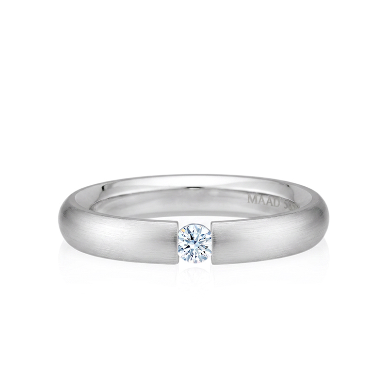 잉글리쉬헤로스 텐션밴드링 (3.5mm) 14k 화이트골드 0.1ct hairline