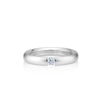 English heros Tension wedding band ring (3.5mm) 14k White gold CZ 0.1ct