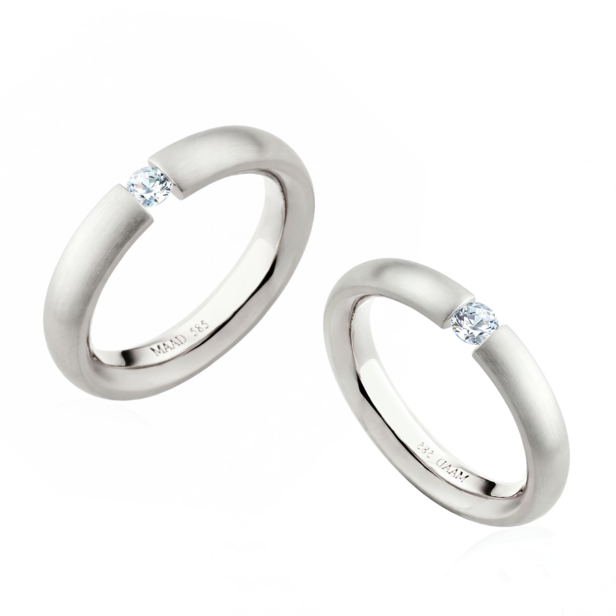 잉글리쉬헤로스 텐션밴드 커플링 (4mm+3.5mm) 14k 화이트골드 0.1ct hairline