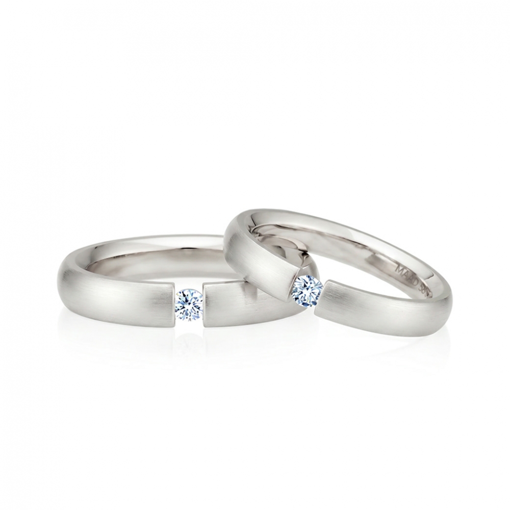 잉글리쉬헤로스 텐션밴드 커플링 (4mm+3.5mm) 14k 화이트골드 0.1ct hairline