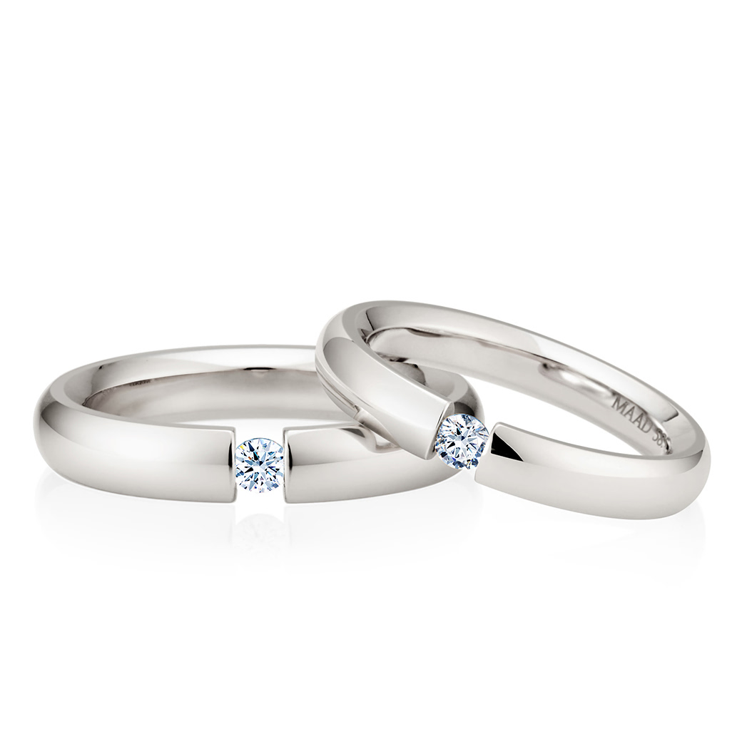 잉글리쉬헤로스 텐션밴드 커플링 (4mm+3.5mm) 14k 화이트골드 0.1ct