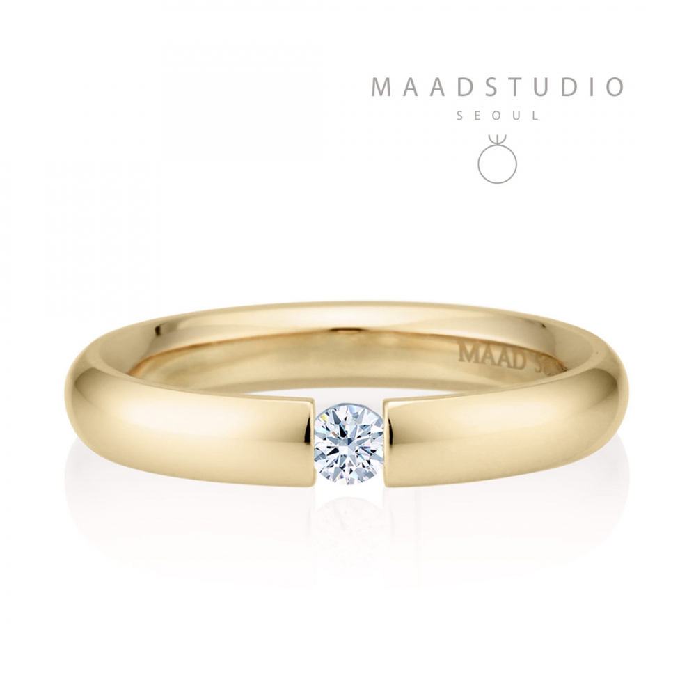 English heros Tension wedding band ring (3.5mm) 14k gold CZ 0.1ct