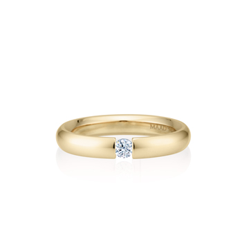 English heros Tension wedding band ring (3.5mm) 14k gold CZ 0.1ct