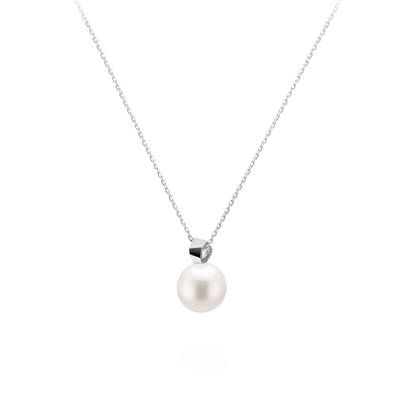 Branch pendant 14k White gold Akoya cultured pearl 8~8.5mm