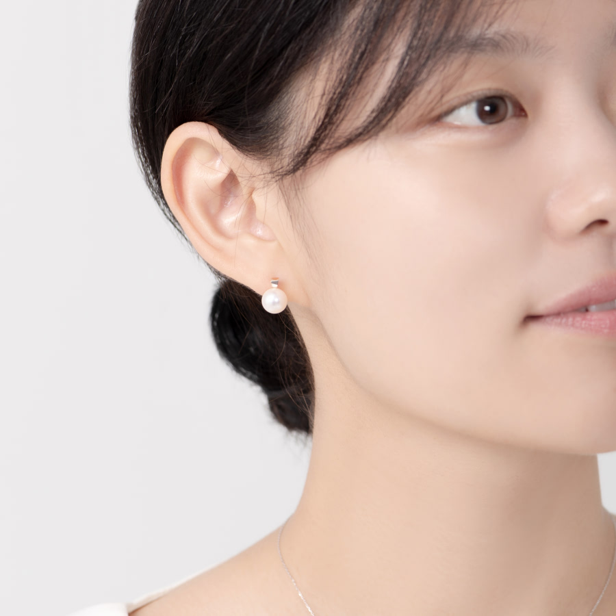 브랜치 귀걸이 14k 화이트골드 해수진주
