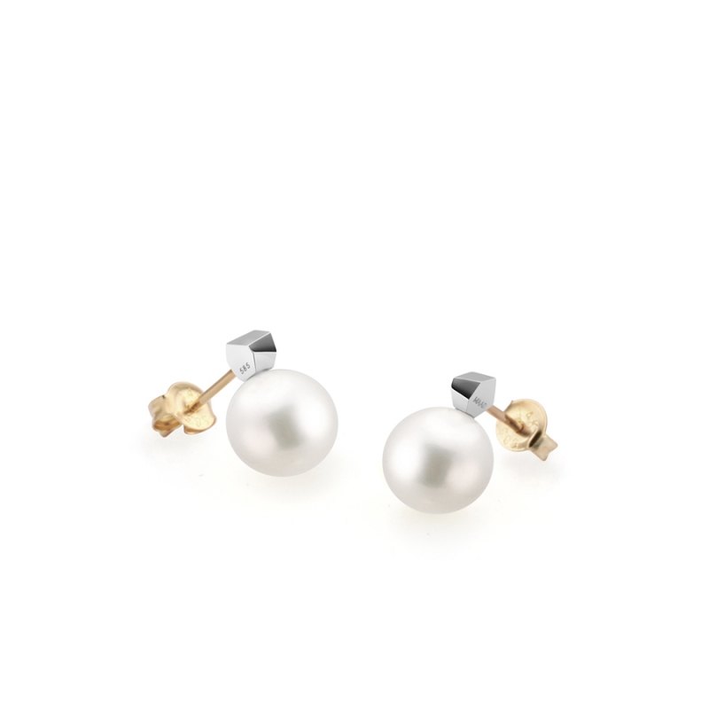 Branch earring 14k White gold Akoya cultured pearl 8~8.5mm