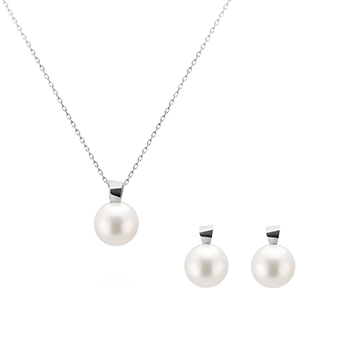 Branch pendant & earring Set 14k White gold Akoya cultured pearl 8~8.5mm