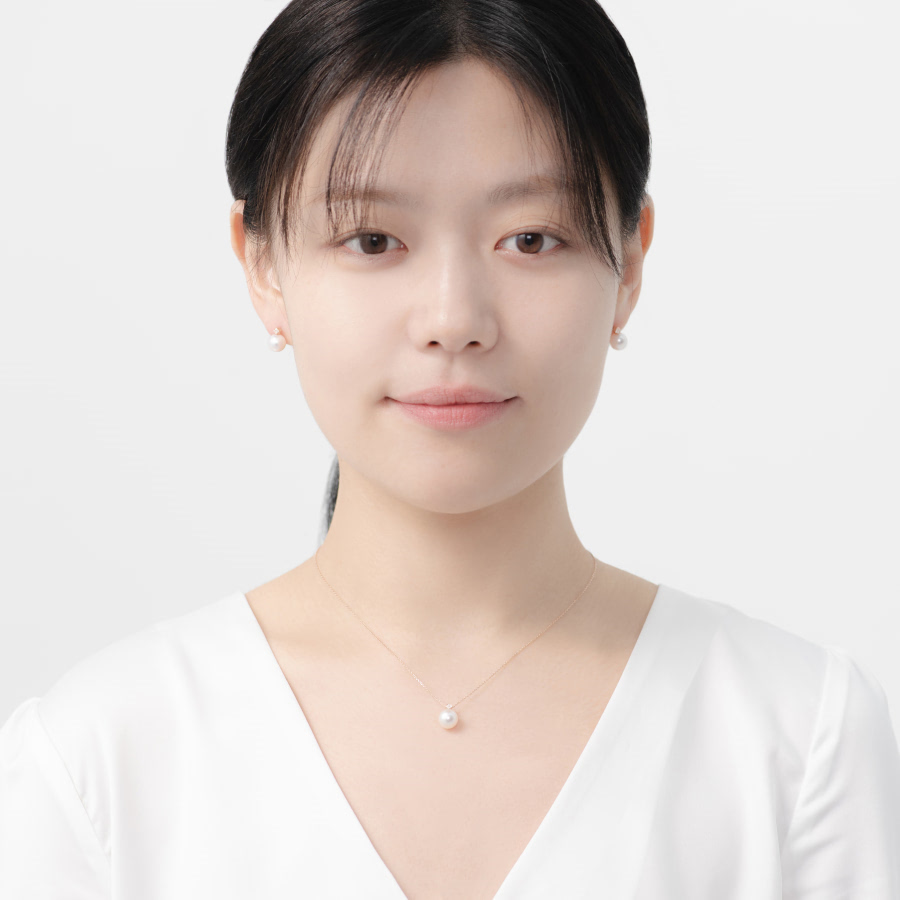 컷팅큐브 목걸이 14k 레드골드 해수진주 diamond