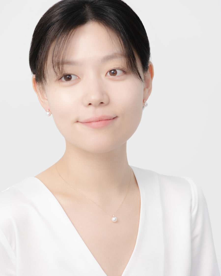 컷팅큐브 목걸이 14k 레드골드 해수진주 diamond