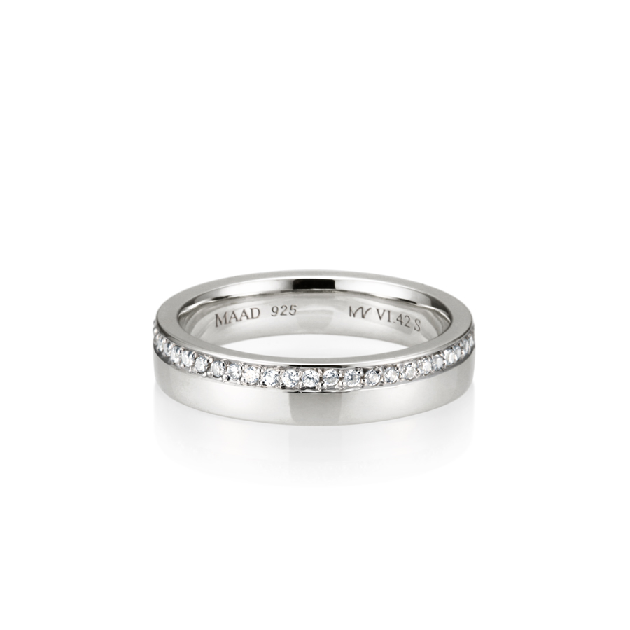 MR-VI Arch square band ring 4.2mm CZ Sterling silver