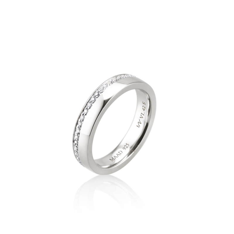 MR-VI Arch square band ring 4.2mm CZ Sterling silver