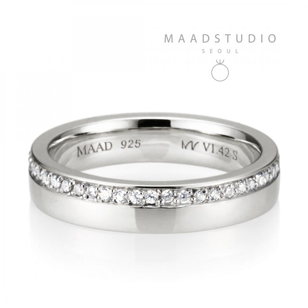 MR-VI Arch square band ring 4.2mm CZ Sterling silver