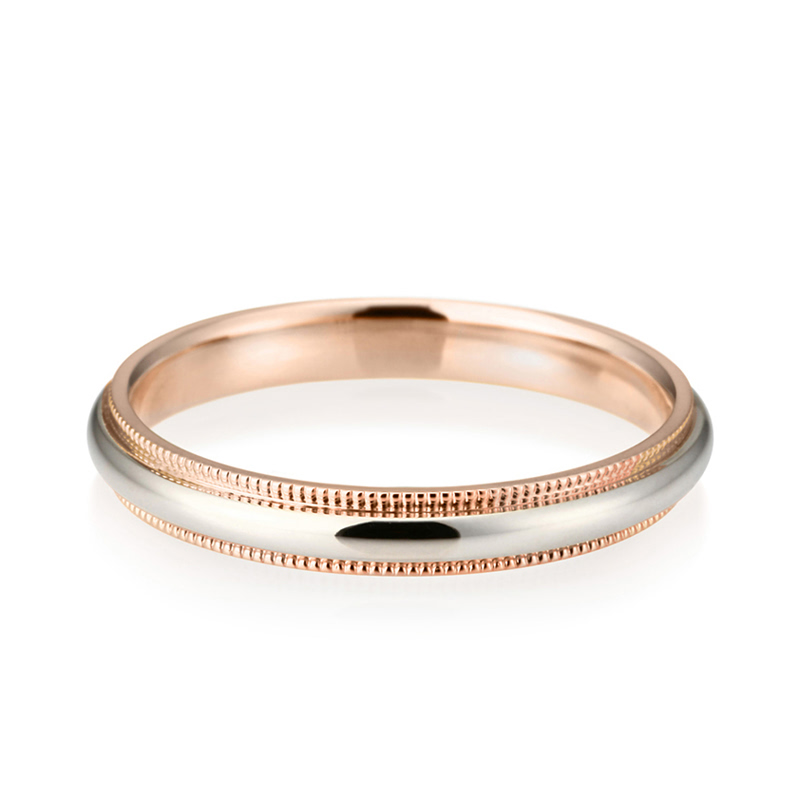 밀그레인 밴드링 (3mm) 14k 레드골드 combi
