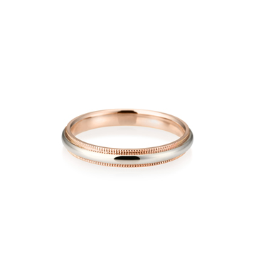 Milgrain wedding band ring (3mm) 14k gold combi