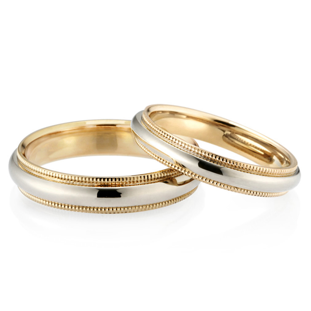 밀그레인 밴드 커플링 (4mm+3mm) 14k combi