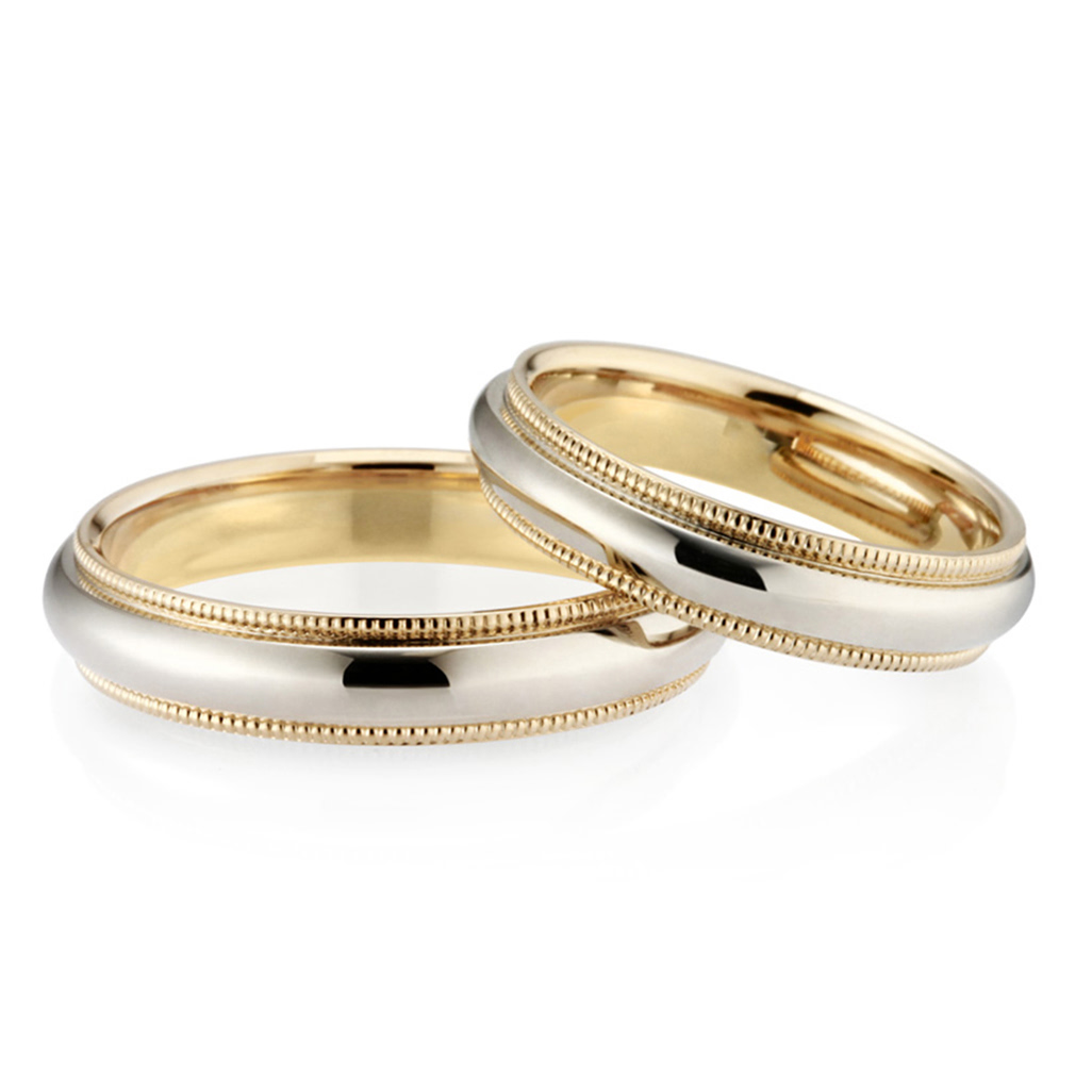 밀그레인 밴드 커플링 (4mm+4mm) 14k combi
