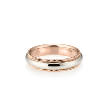 Milgrain wedding band ring (5mm) 14k gold combi