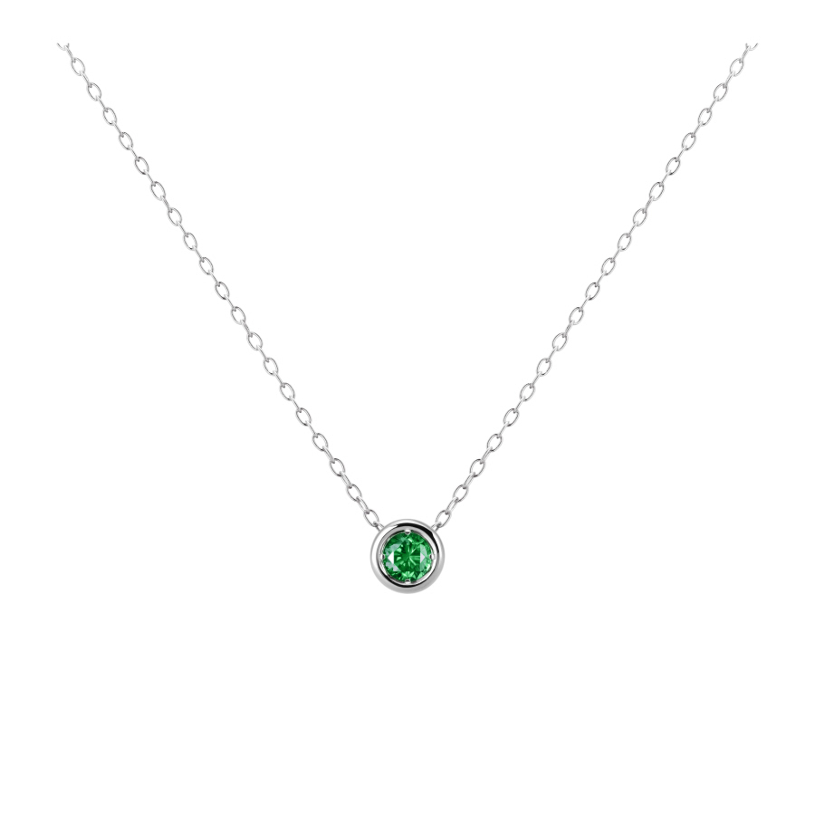 Hemisphere pendant 14k White gold emerald 0.2ct