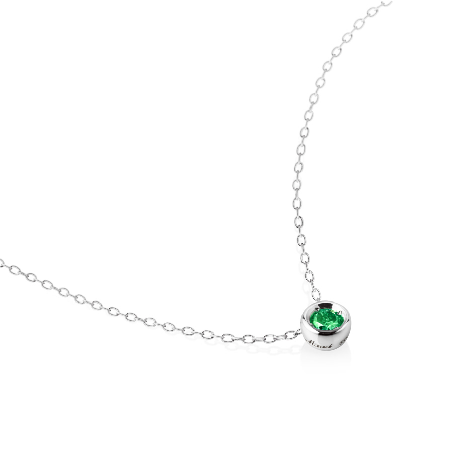 헤미스피어 목걸이 14k 화이트골드 emerald 0.2ct