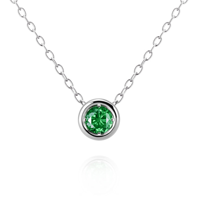 헤미스피어 목걸이 14k 화이트골드 emerald 0.2ct