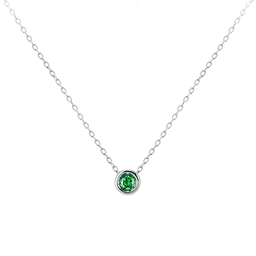 Hemisphere pendant 14k White gold emerald 0.2ct