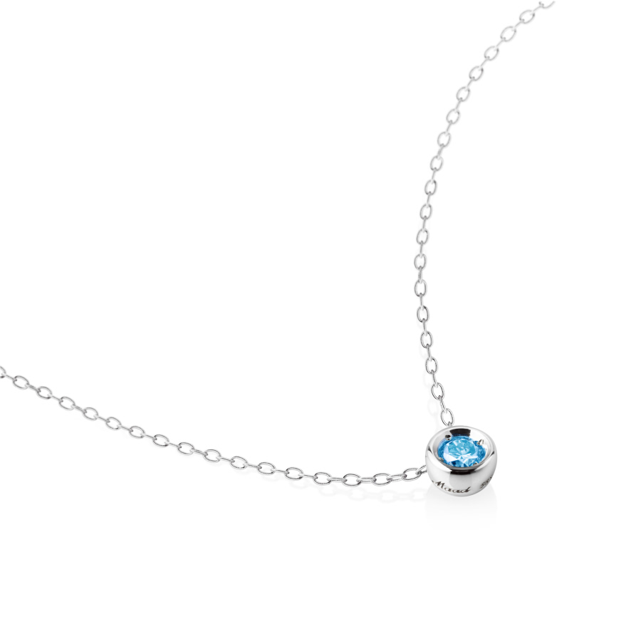 헤미스피어 목걸이 14k 화이트골드 blue topaz 0.2ct