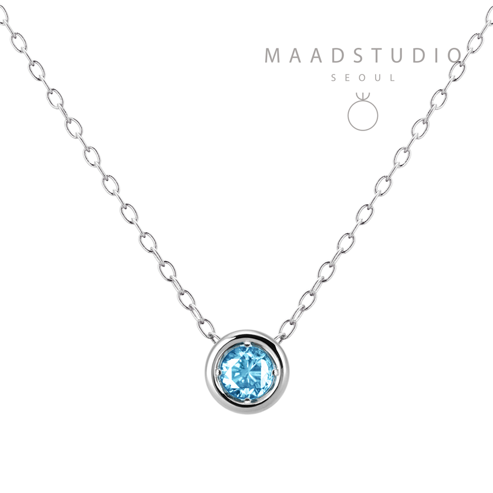 Hemisphere pendant 14k White gold blue topaz 0.2ct