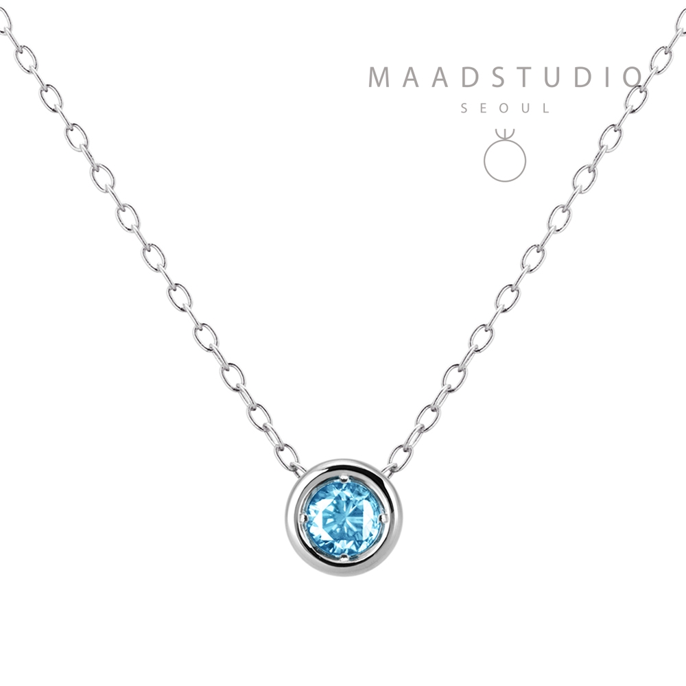 헤미스피어 목걸이 14k 화이트골드 blue topaz 0.2ct