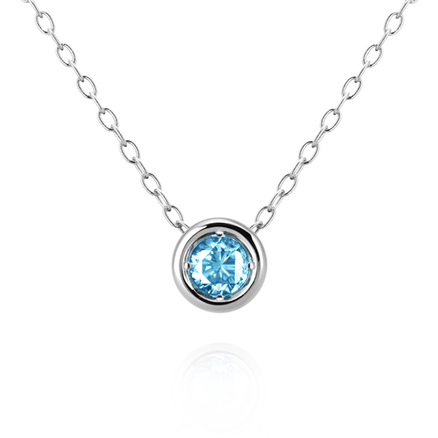 헤미스피어 목걸이 14k 화이트골드 blue topaz 0.2ct