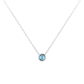 Hemisphere pendant 14k White gold blue topaz 0.2ct