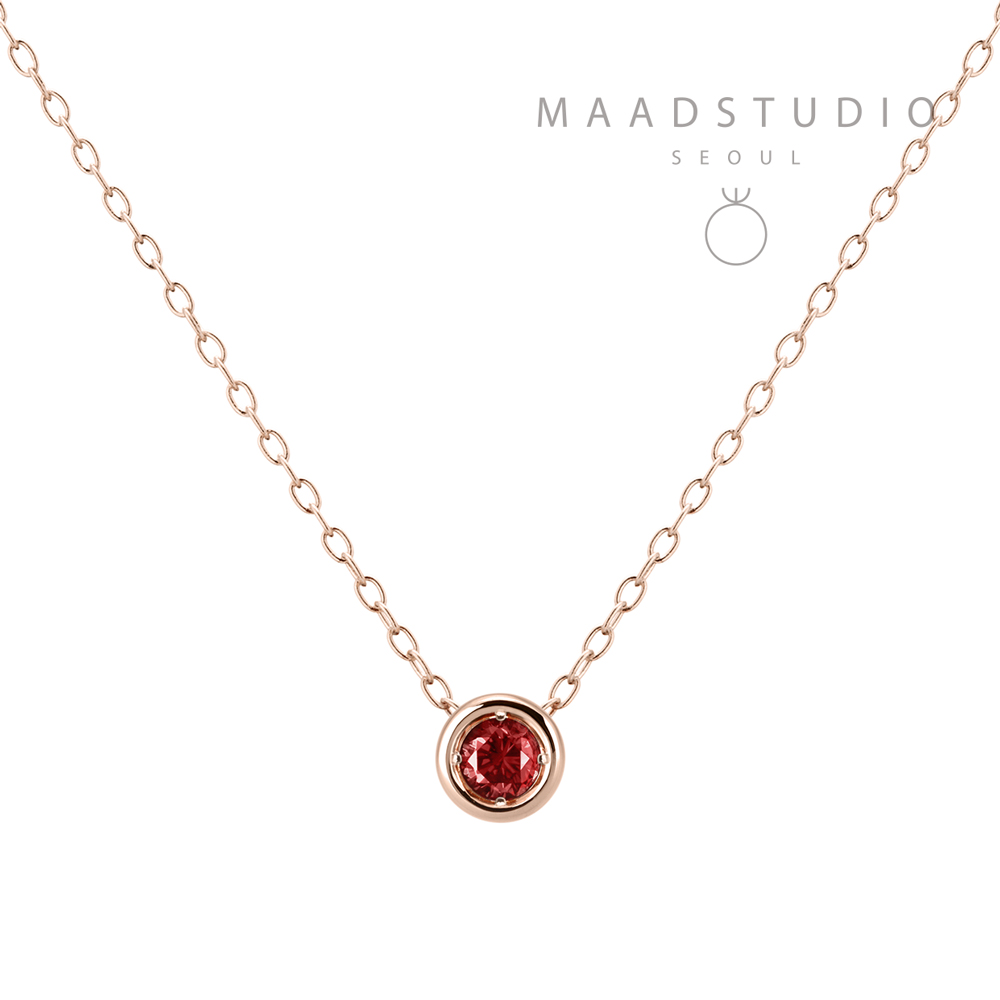 헤미스피어 목걸이 14k 레드골드 garnet 0.2ct