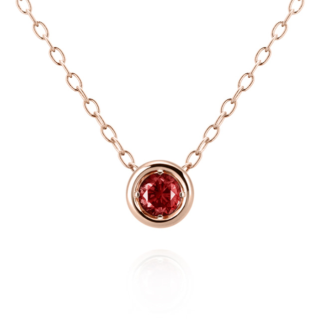 헤미스피어 목걸이 14k 레드골드 garnet 0.2ct