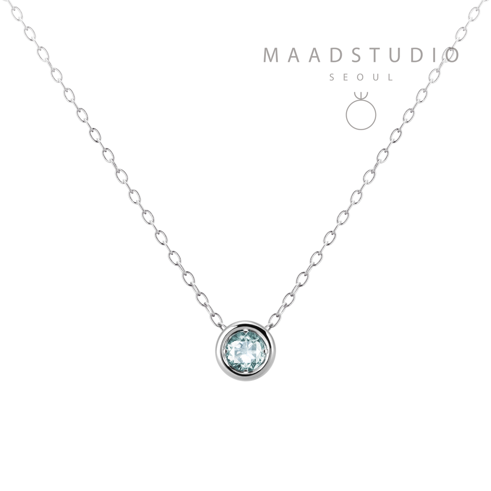 헤미스피어 목걸이 14k 화이트골드 aquamarine 0.2ct