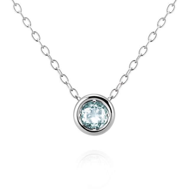 헤미스피어 목걸이 14k 화이트골드 aquamarine 0.2ct