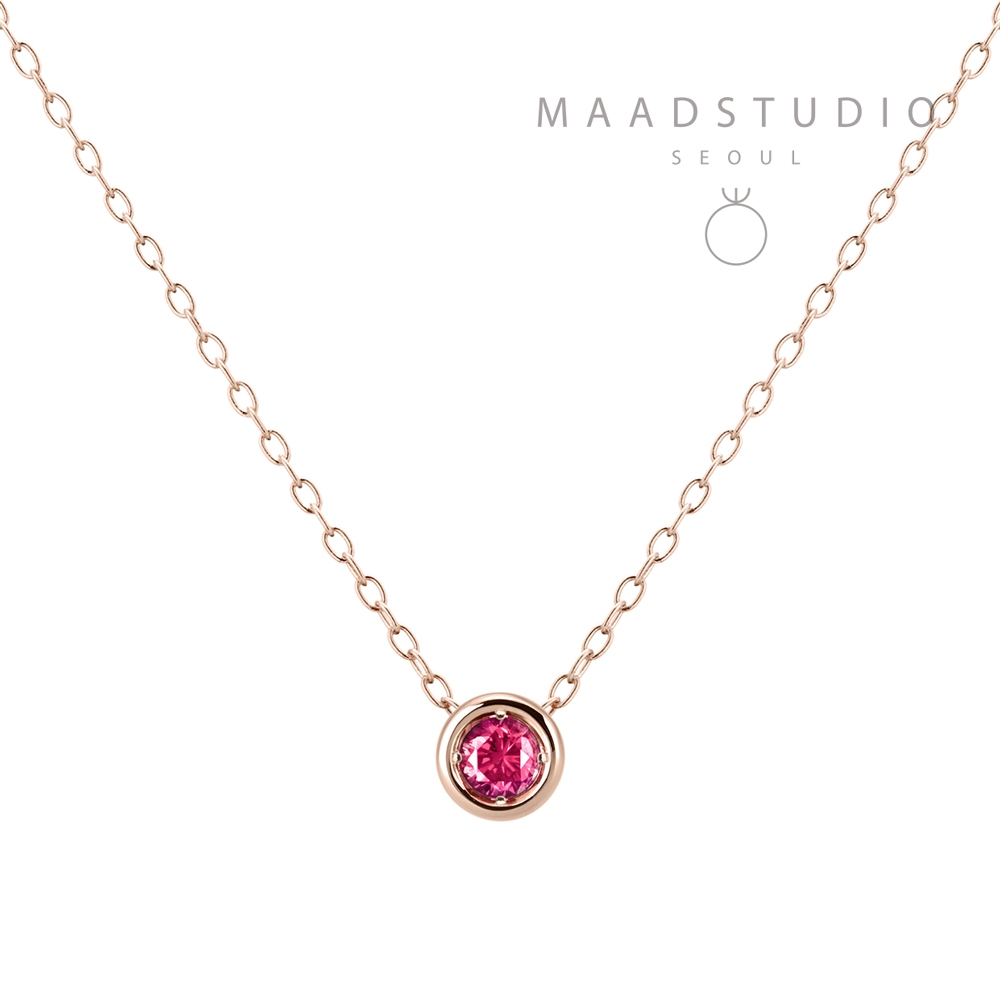 헤미스피어 목걸이 14k 레드골드 ruby 0.2ct